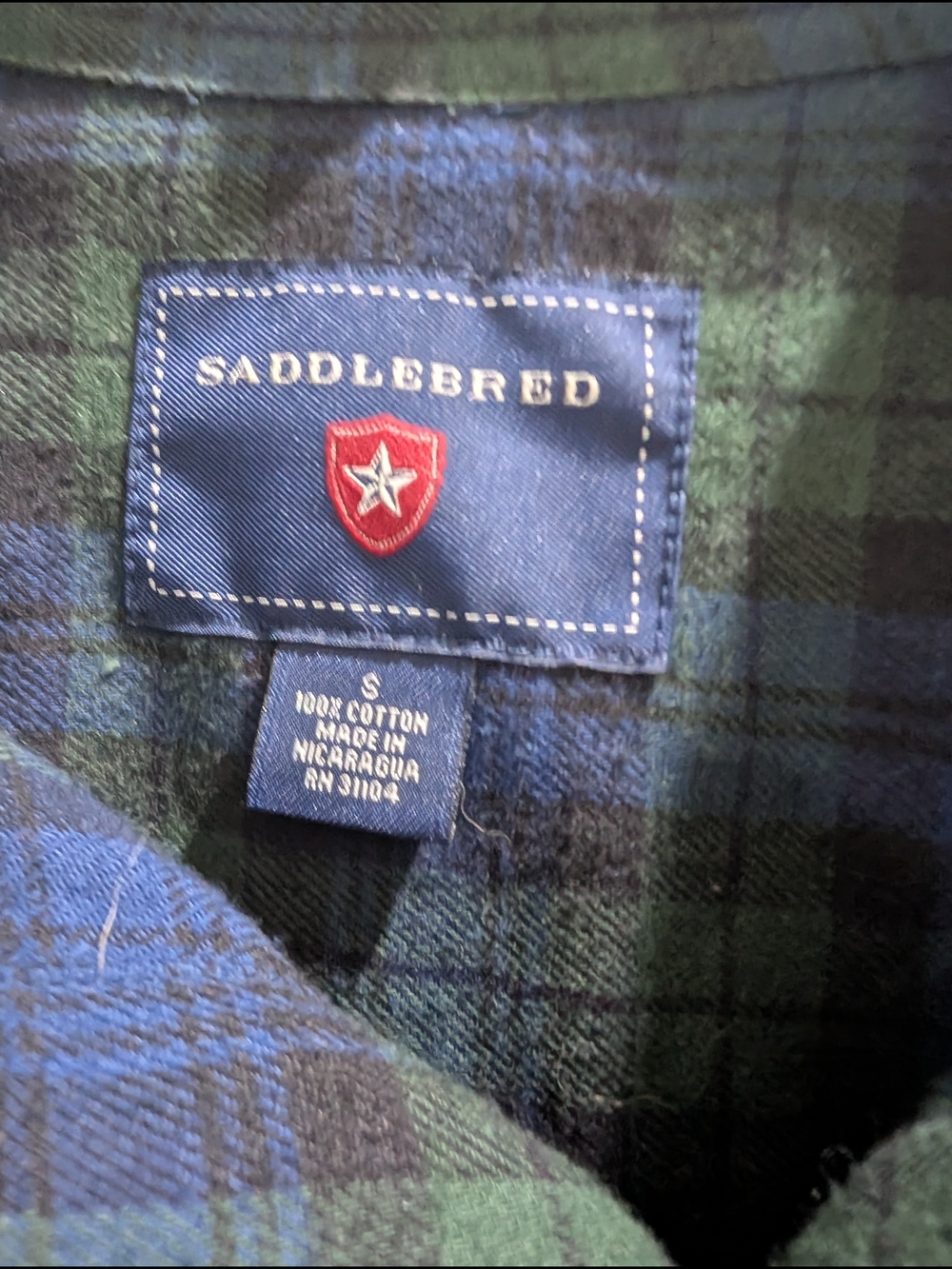 Saddlebred Blue and Green Plaid Long-Sleeve Button-Down Shirt - Picture 2 of 5
